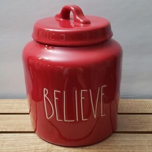 Rae Dunn BELIEVE canister